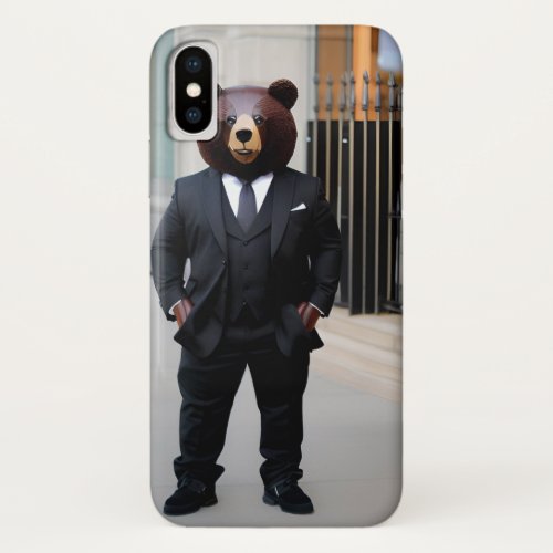 Business bear wearing a suit iPhone x case