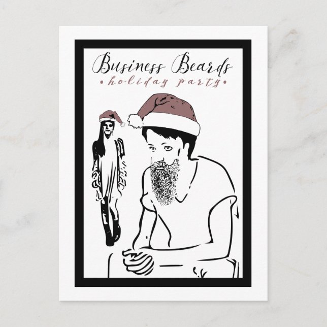 business beards holiday party invitation postcard (Front)