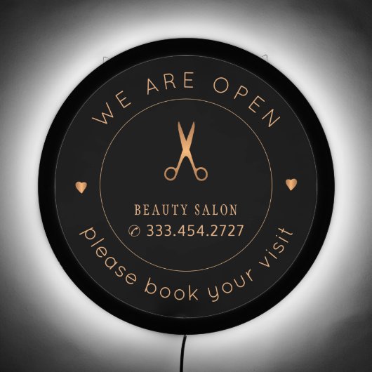 Business beauty hair salon logo promotional LED sign (Front)