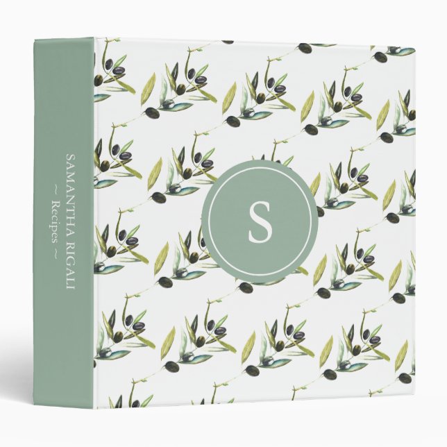 Business Binder Watercolor Olive Branch (Front/Spine)