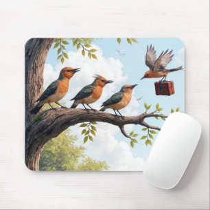 Business Birds On a Tree Branch Mouse Pad