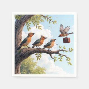 Business Birds On a Tree Branch Napkins