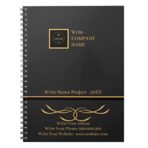 Business Black and Gold Company Logo Monogram Notebook