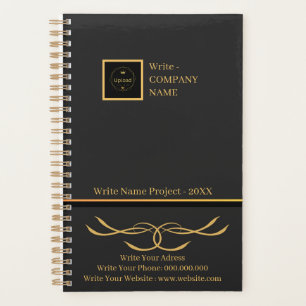 Business Black and Gold Company Logo Monogram  Planner
