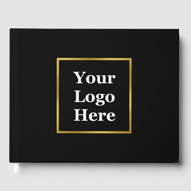 Business Black and Gold Elegant Your Logo Here Guest Book (Front)