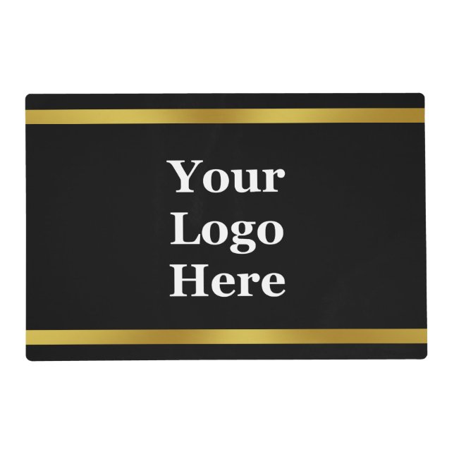 Business Black and Gold Elegant Your Logo Here  Placemat (Front)