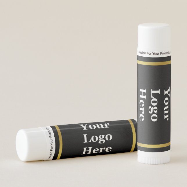 Business Black and Gold Your Logo Here Template Lip Balm (Front)