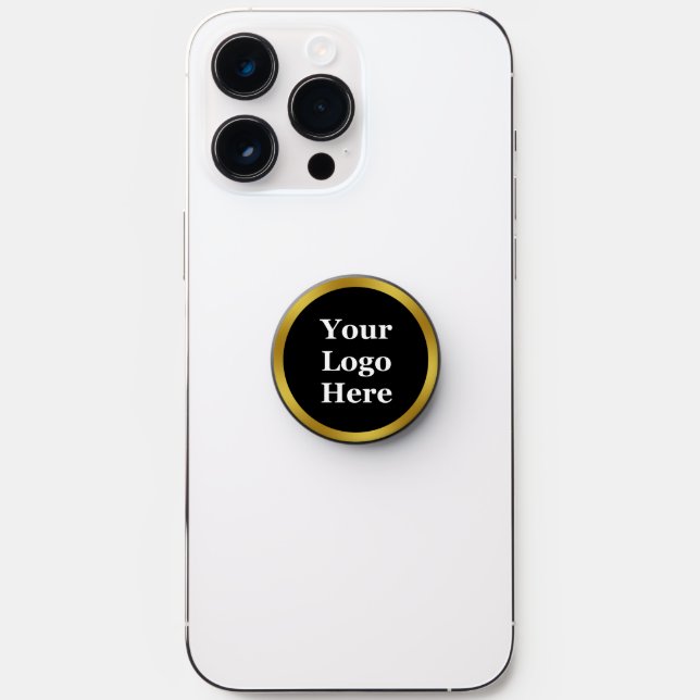 Business Black and Gold Your Logo Here Template PopSocket (Front)