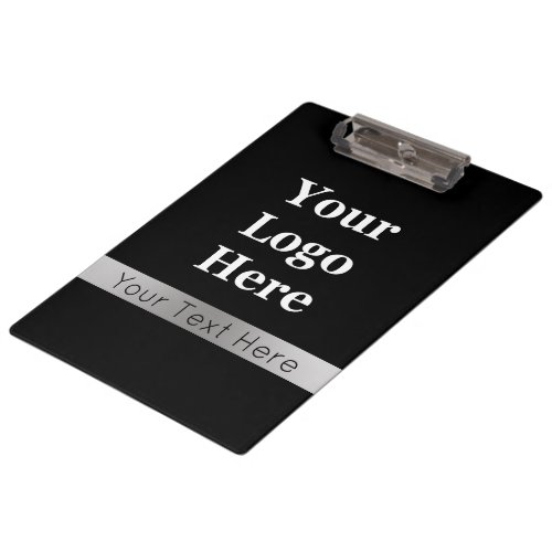 Business Black and Silver Your Logo Text Template Clipboard
