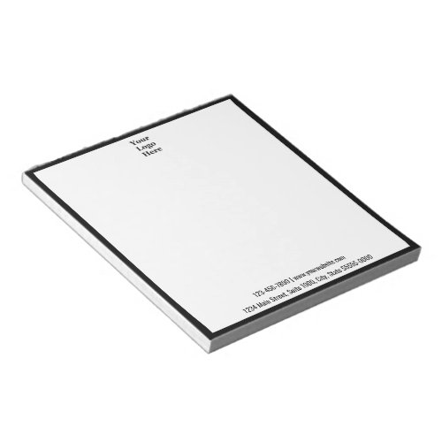 Business Black and White Add Text Your Logo Here Notepad