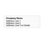Business Black and White Bold Name Return Address Label