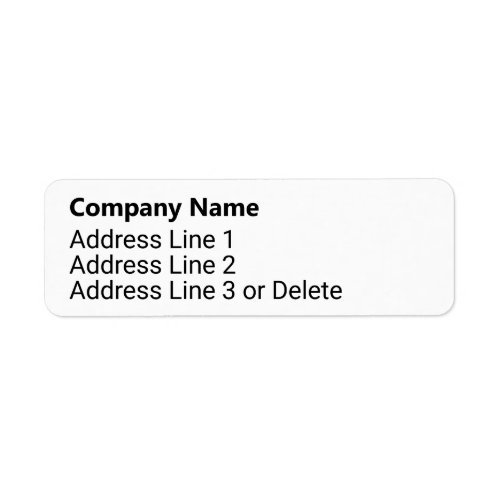 Business Black and White Bold Name Return Address Label