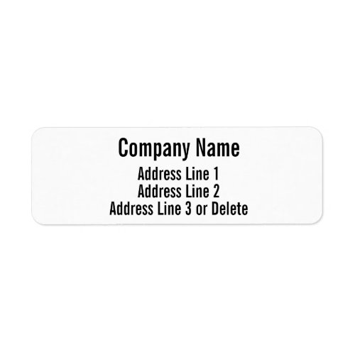 Business Black and White Bold Text Return Address Label