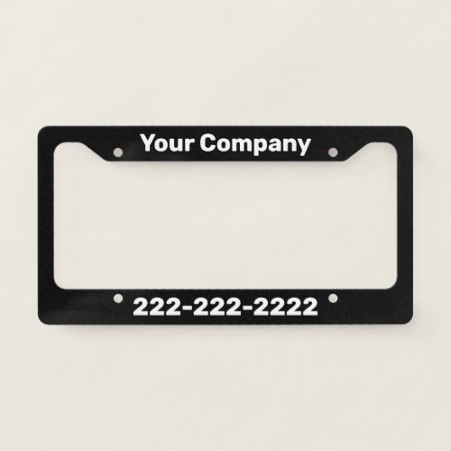 Business Black and White Company Ad License Plate Frame