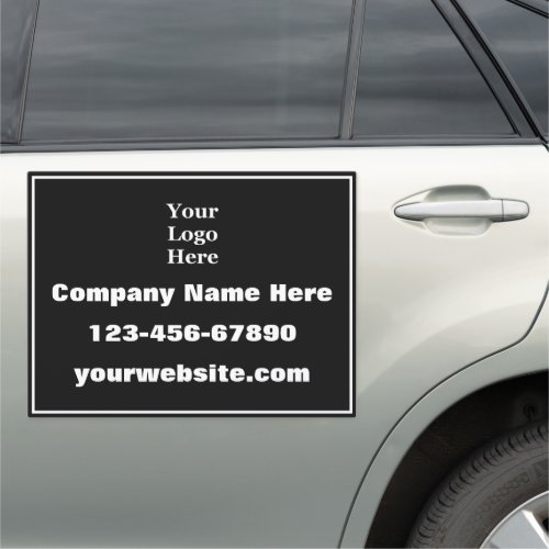 Business Black and White Company Name Logo Phone Car Magnet