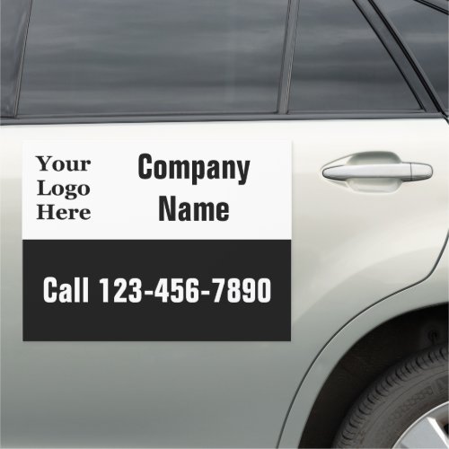 Business Black and White Company Name Number Logo Car Magnet
