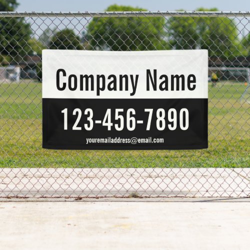 Business Black and White Company Name Phone Number Banner