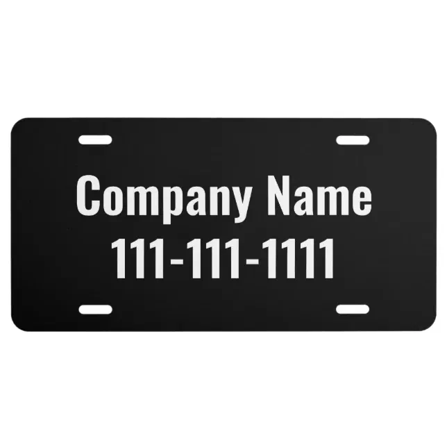 Business Black and White Company Name Phone Number License Plate