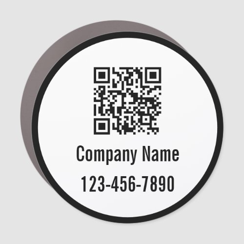 Business Black and White Company Name QR Code Car Magnet