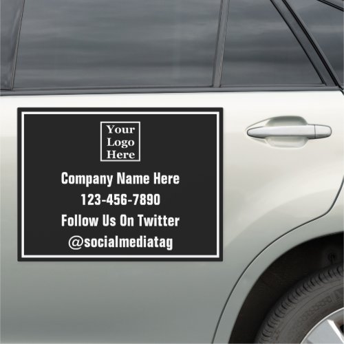 Business Black and White Company Name Social Media Car Magnet