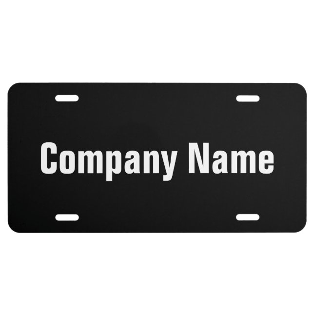 Business Black and White Company Name Template License Plate (Front)