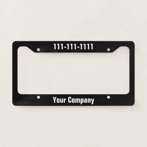 Business Black and White Company Name Text License Plate Frame