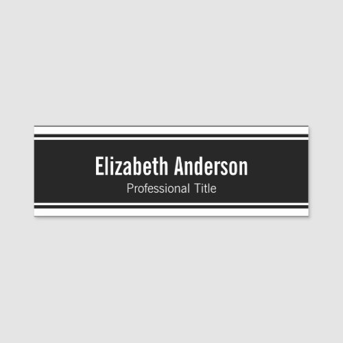 Business Black and White Job Title and Employee Name Tag