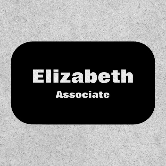 Business Black and White Job Title Employee Name Patch (Front)