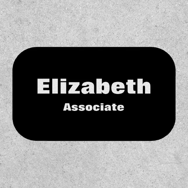 Business Black and White Job Title Employee Name Patch Zazzle
