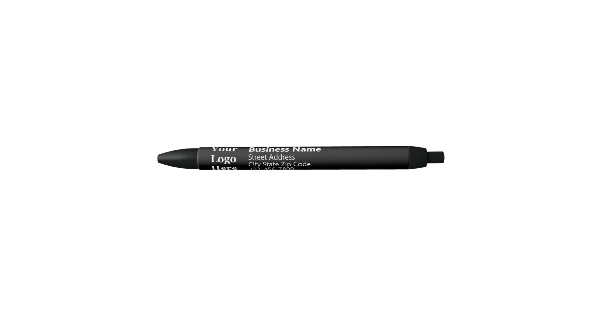 Business Black and White Logo Name Phone Website Black Ink Pen | Zazzle