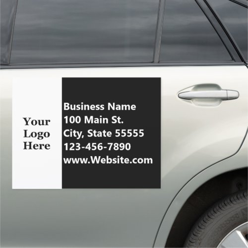 Business Black and White Name Address Phone Logo Car Magnet