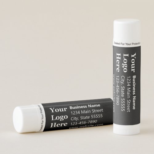 Business Black and White Name Address Phone Logo Lip Balm