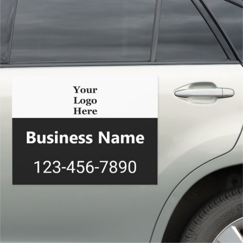 Business Black and White Name Logo Phone Number Car Magnet