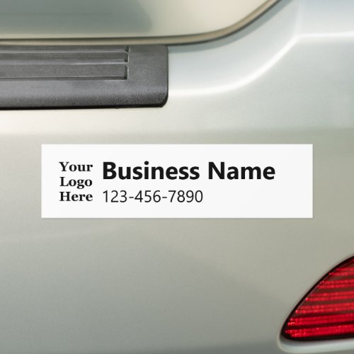 Business Black and White Name Phone Number Logo Bumper Sticker