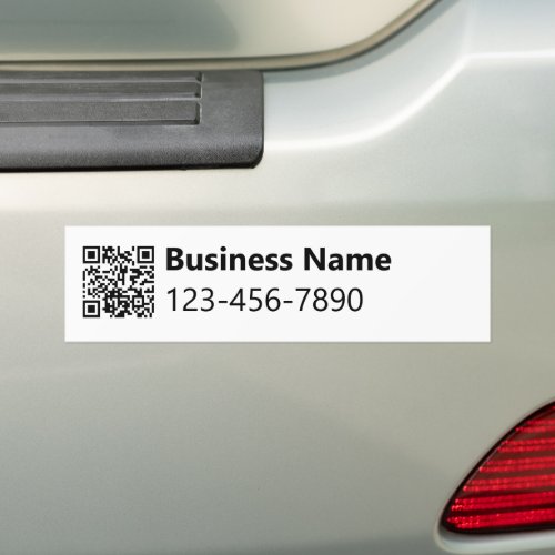 Business Black and White Name Phone Number QR Code Bumper Sticker