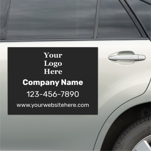 Business Black and White Name Phone Website Logo Car Magnet