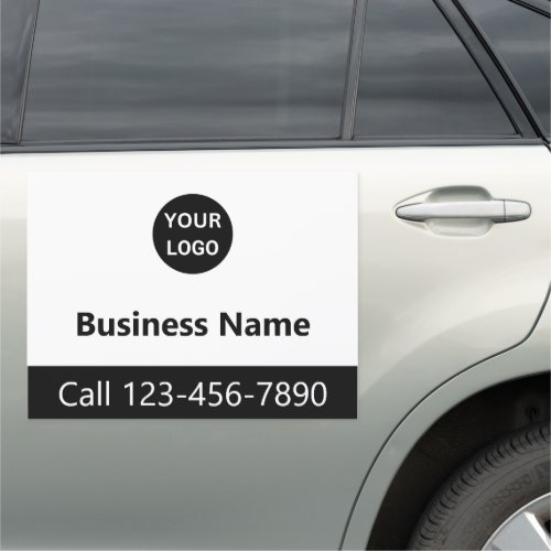Business Black and White Phone Number Branded Logo Car Magnet