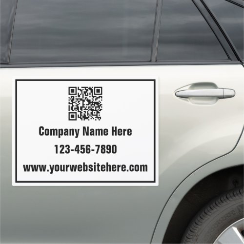 Business Black and White QR Code and Text Template Car Magnet