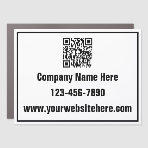 Business Black and White QR Code and Text Template Car Magnet | Zazzle