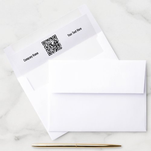 Business Black and White QR Code and Text Template Envelope Liner