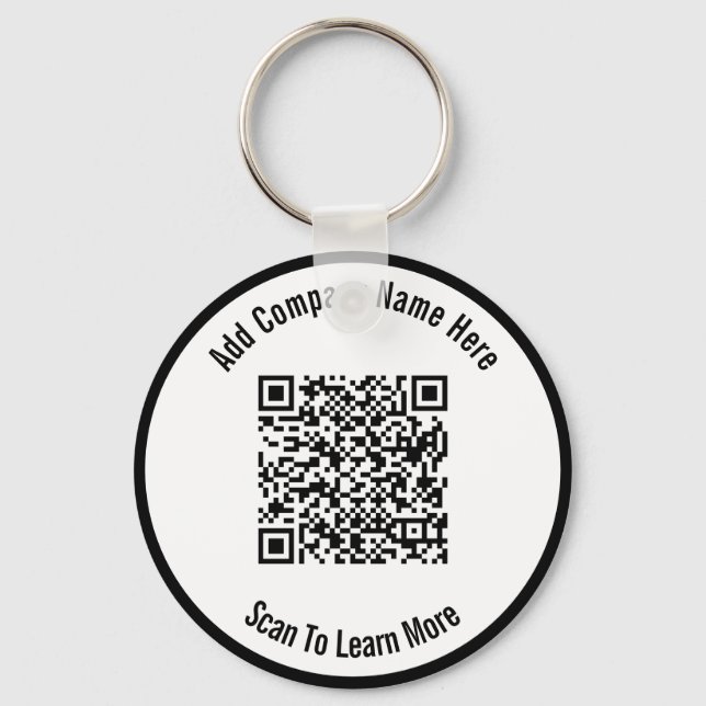 Business Black and White QR Code Template Keychain (Front)