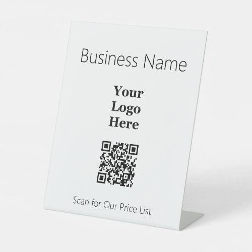 Business Black and White QR Code Your Logo Here Pedestal Sign