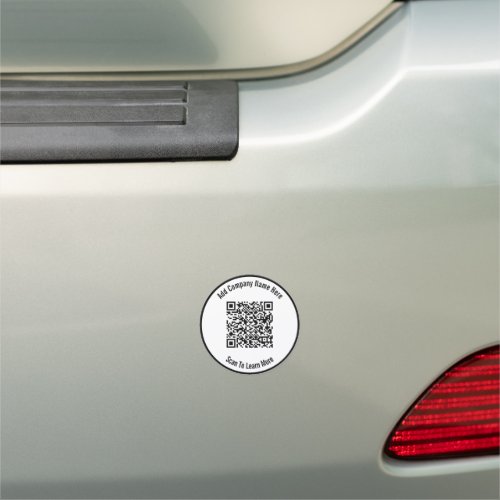 Business Black and White Scan QR Code Template Car Magnet