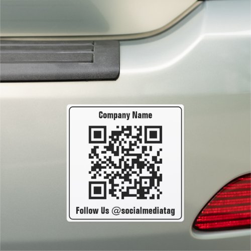 Business Black and White Social Media Tag QR Code Car Magnet