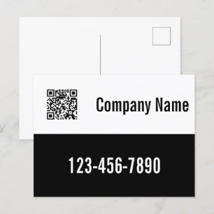Business Black and White Template QR Code Postcard