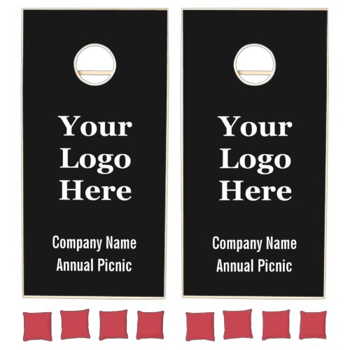 Business Black and White Text Company Name Logo Cornhole Set