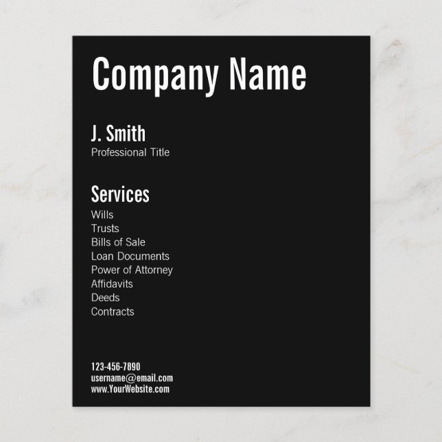 Business Black and White Text Promotional Template Flyer (Front)