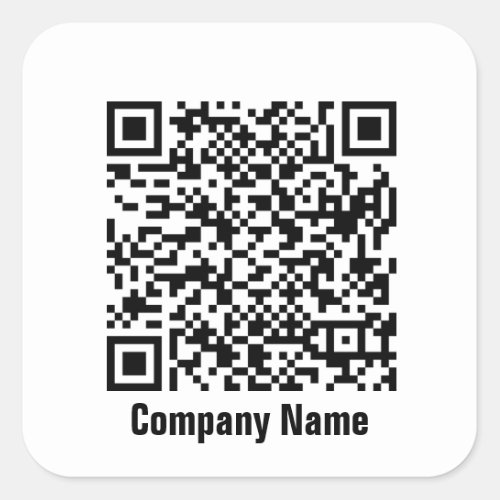 Business Black and White Text QR Code Template Square Sticker