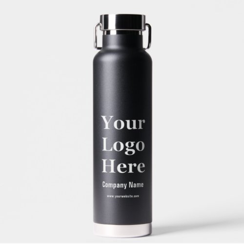 Business Black and White Text Your Logo Here Water Bottle