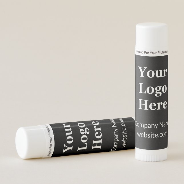 Business Black and White Text Your Logo Template Lip Balm (Front)